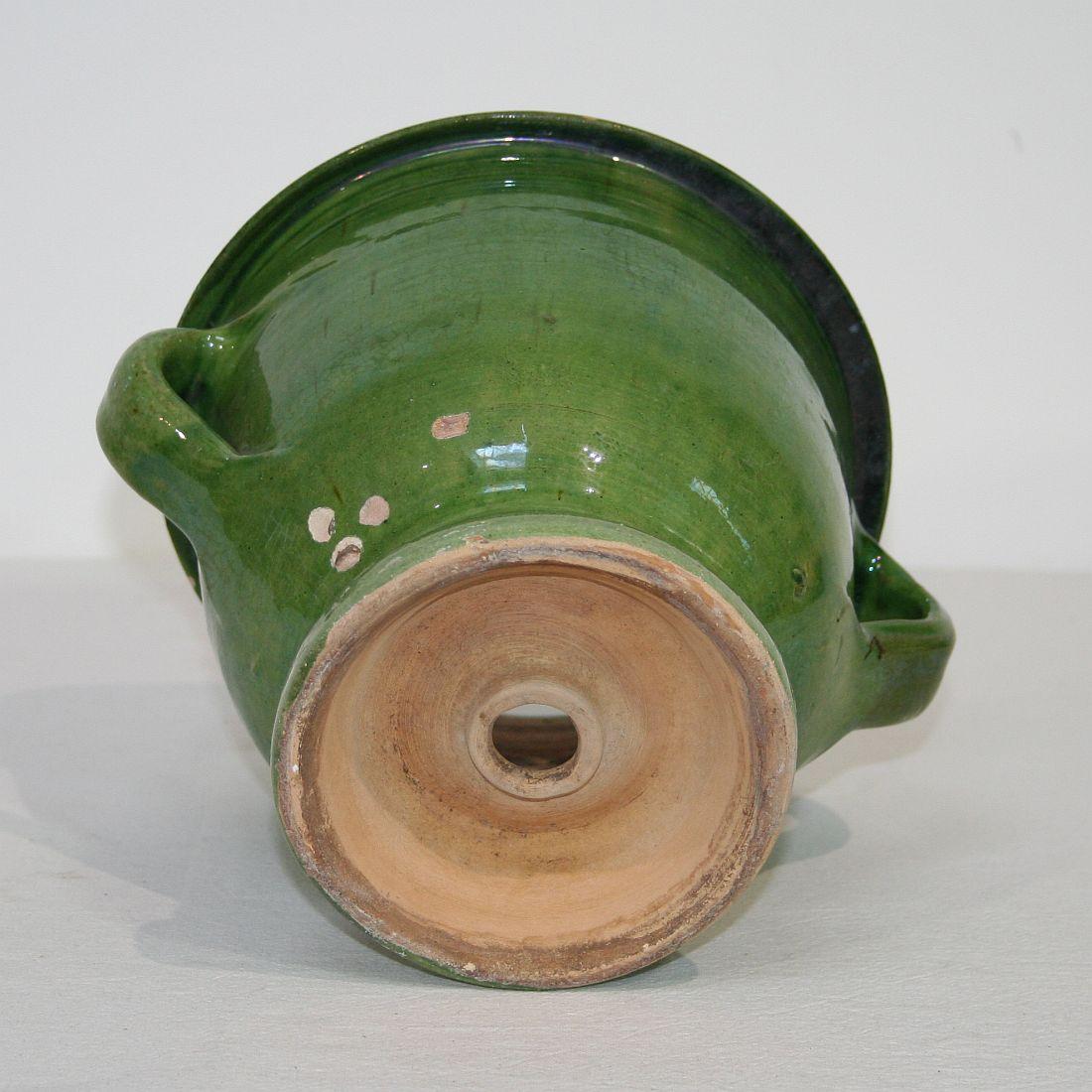 Small 19th Century French Green Glazed Earthenware Castelnaudary Planter 4