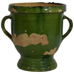 Small 19th Century French Green Glazed Earthenware Castelnaudary Planter