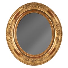 Small 19th Century French Oval Gilded Mirror Louis Philippe Style