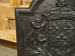 Small 19th Century French Royal Coat of Arms Cast Iron Fireback