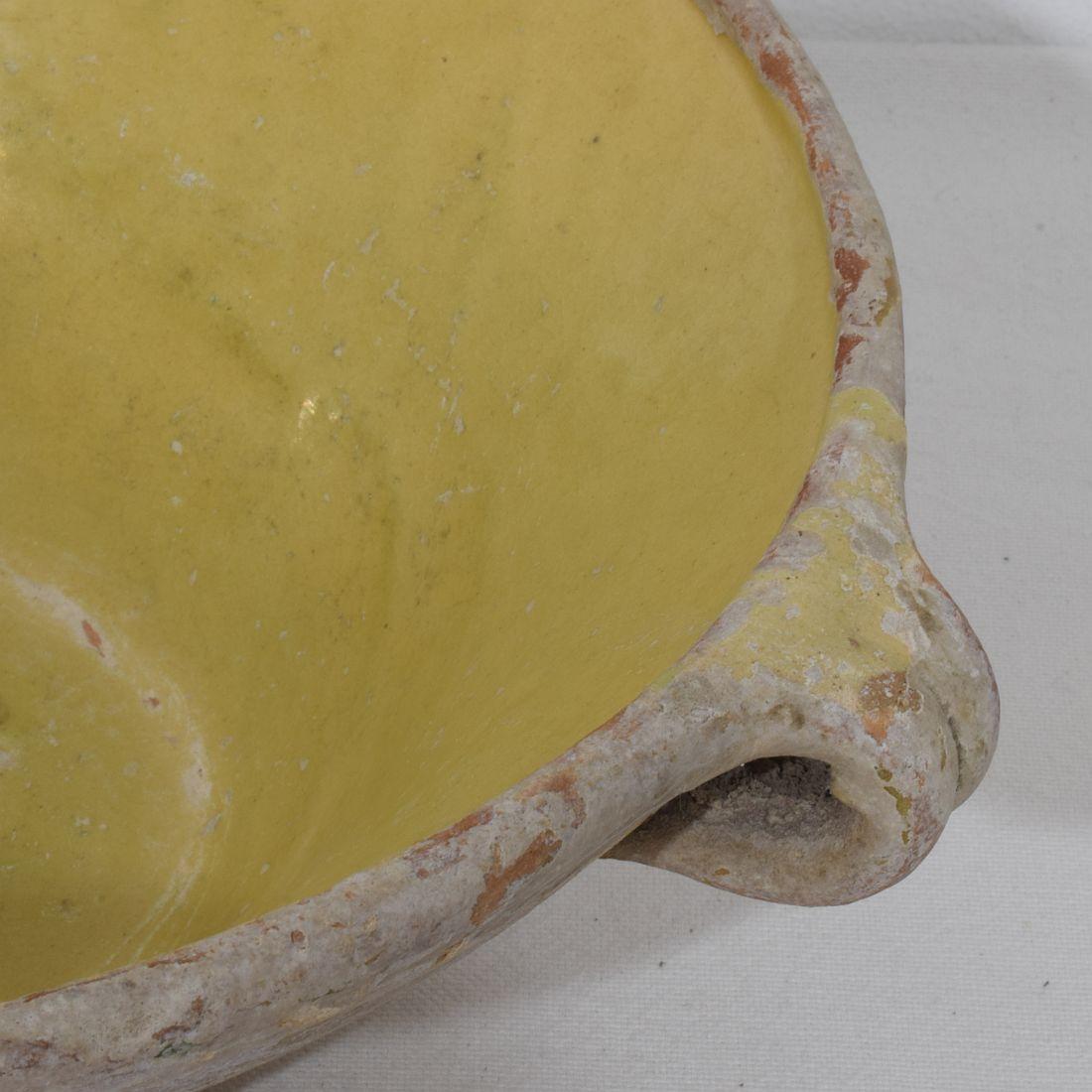 Small 19th Century French Yellow Glazed Terracotta Dairy Bowl or Tian For Sale 6