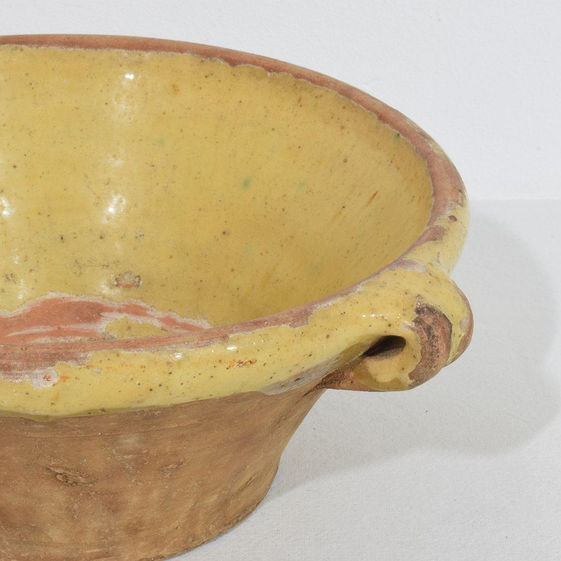 Small 19th Century French Yellow Glazed Terracotta Dairy Bowl or Tian For Sale 6