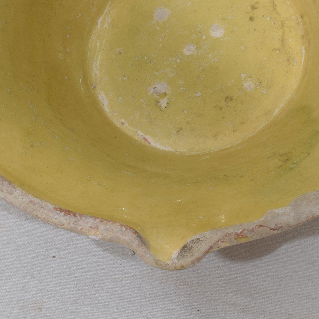 Small 19th Century French Yellow Glazed Terracotta Dairy Bowl or Tian For Sale 7