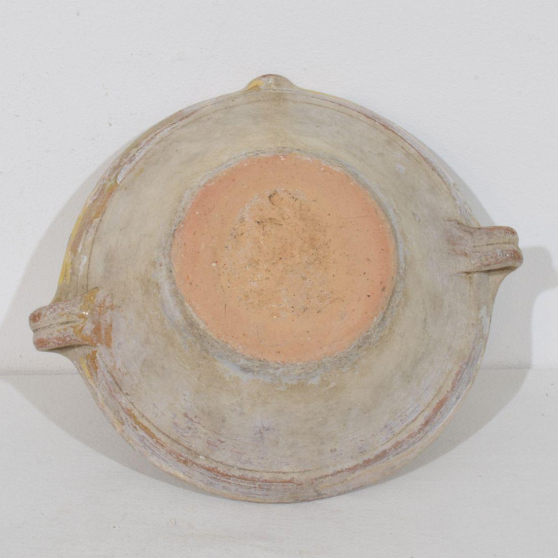 Small 19th Century French Yellow Glazed Terracotta Dairy Bowl or Tian For Sale 4