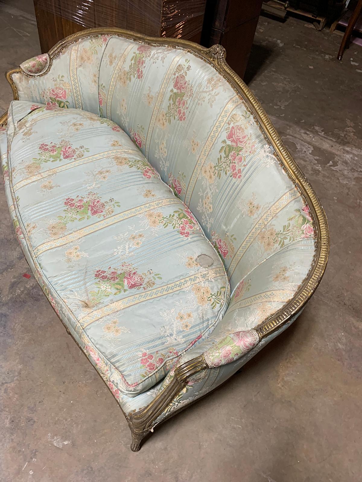 Small 19th Century George III Style Carved and Painted Settee 8