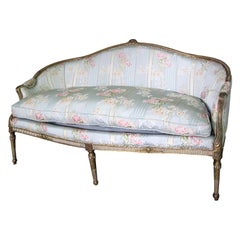Small 19th Century George III Style Carved and Painted Settee
