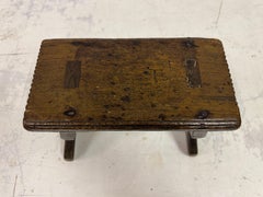 Small 19th Century Hand-Carved Oak Stool with Sculptural Silhouette