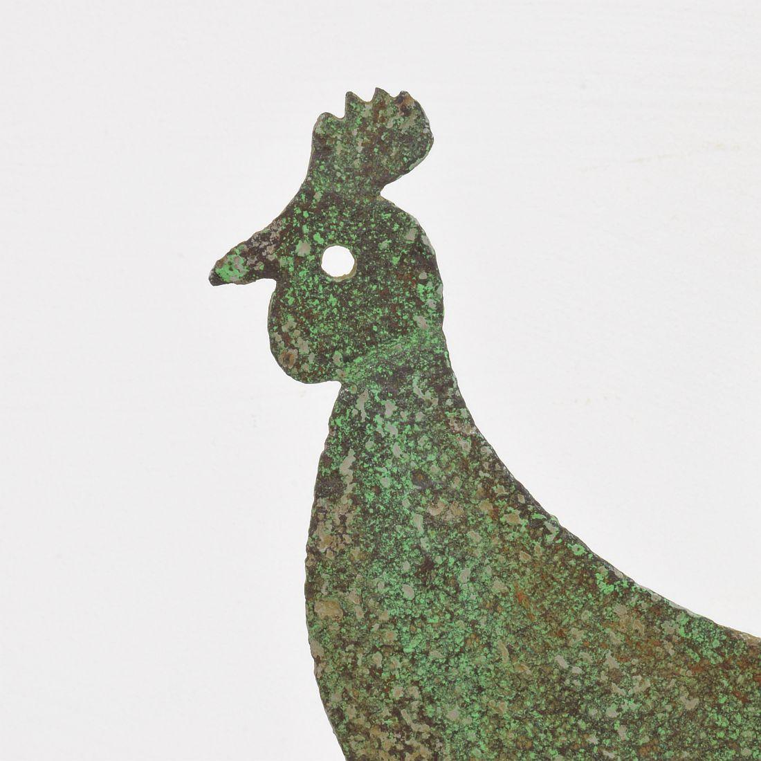 Small 19th Century, Hand Forged Iron French Folk Art  Rooster, Weathervane For Sale 9