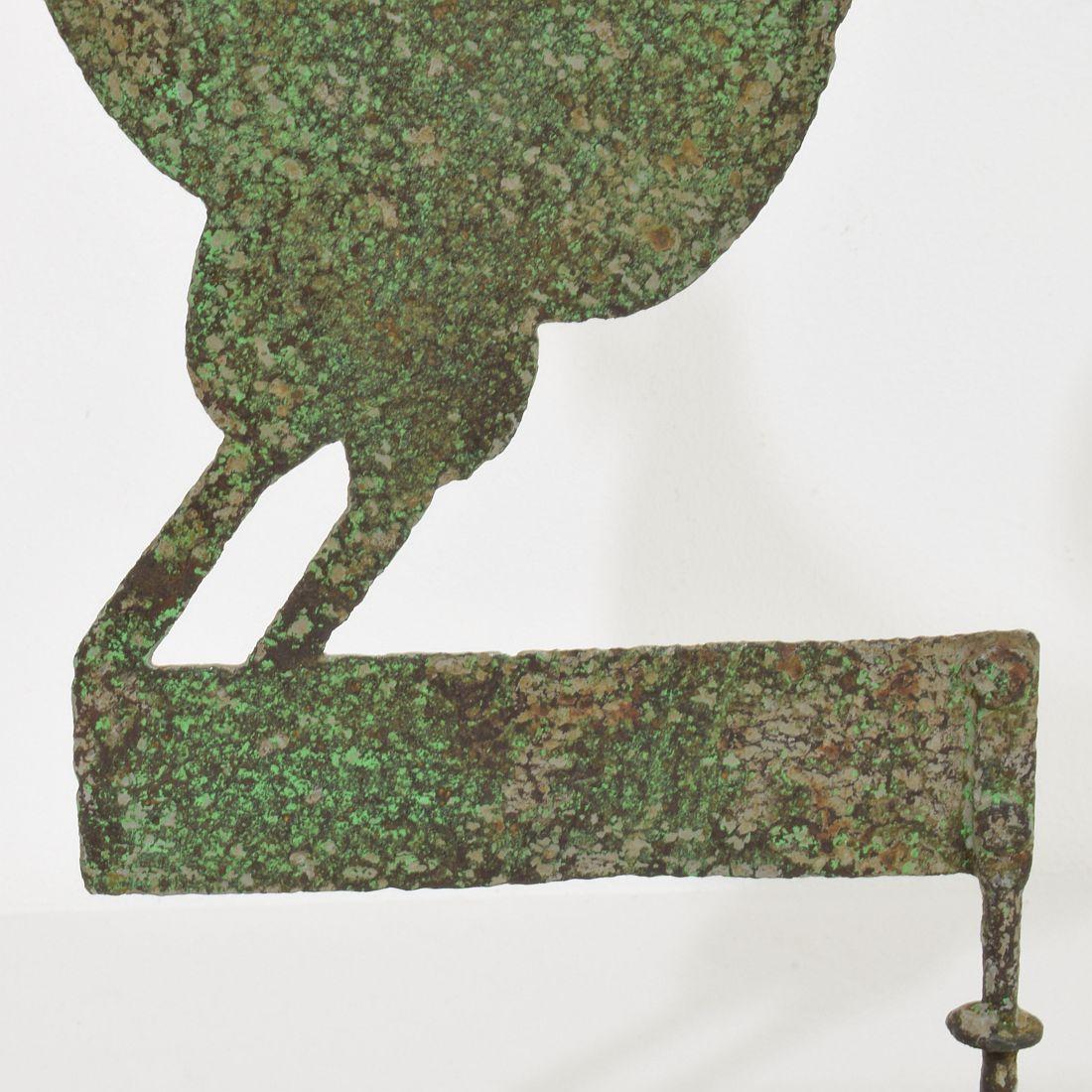 Small 19th Century, Hand Forged Iron French Folk Art  Rooster, Weathervane For Sale 11