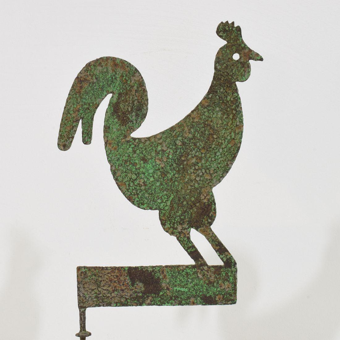 Small 19th Century, Hand Forged Iron French Folk Art  Rooster, Weathervane For Sale 3
