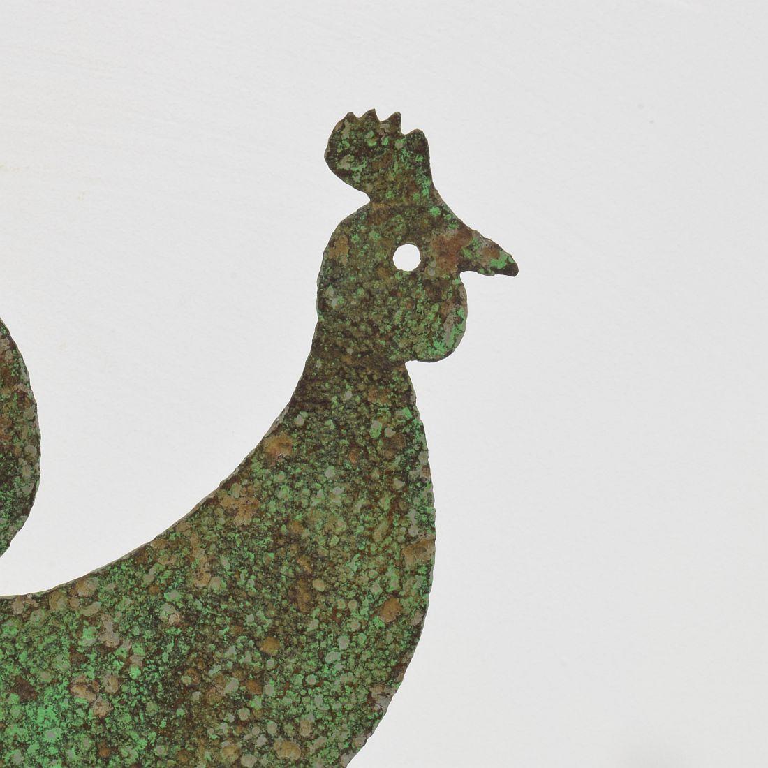 Small 19th Century, Hand Forged Iron French Folk Art  Rooster, Weathervane For Sale 5