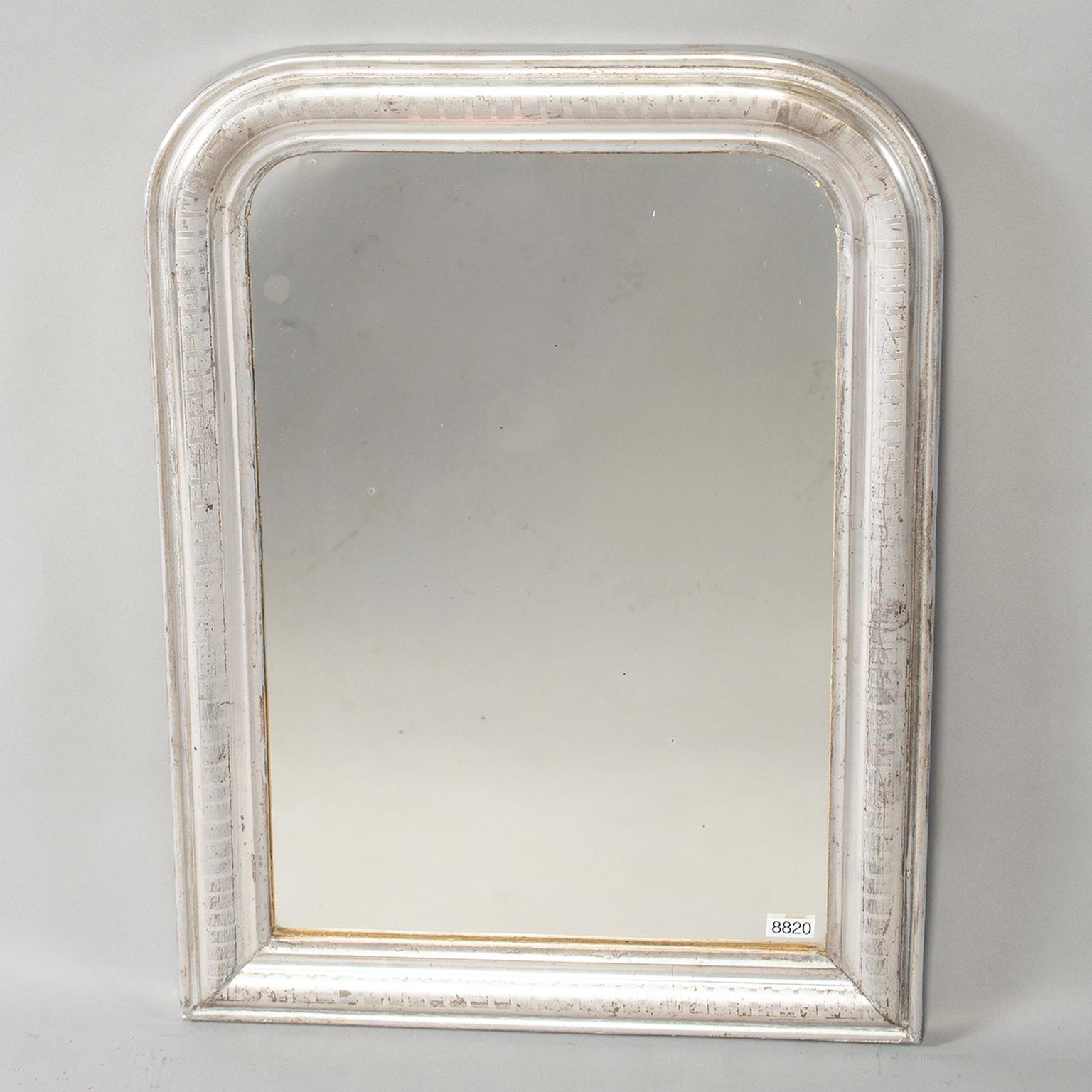 French Small 19th Century Louis Philippe Silver Gilt Mirror