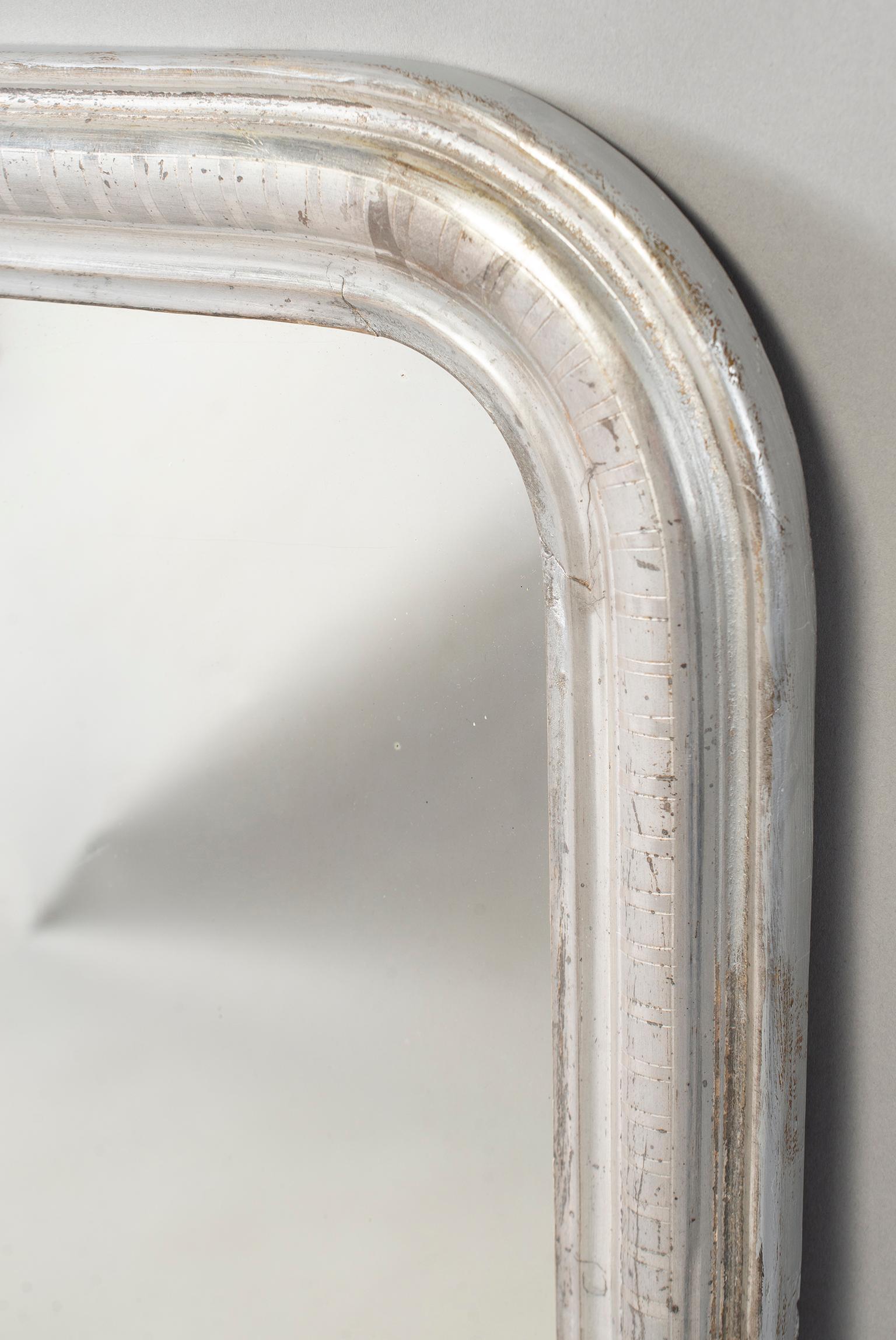 Small 19th Century Louis Philippe Silver Gilt Mirror In Good Condition In Troy, MI