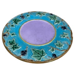 Small 19th Century Majolica Leaves Plate George Jones