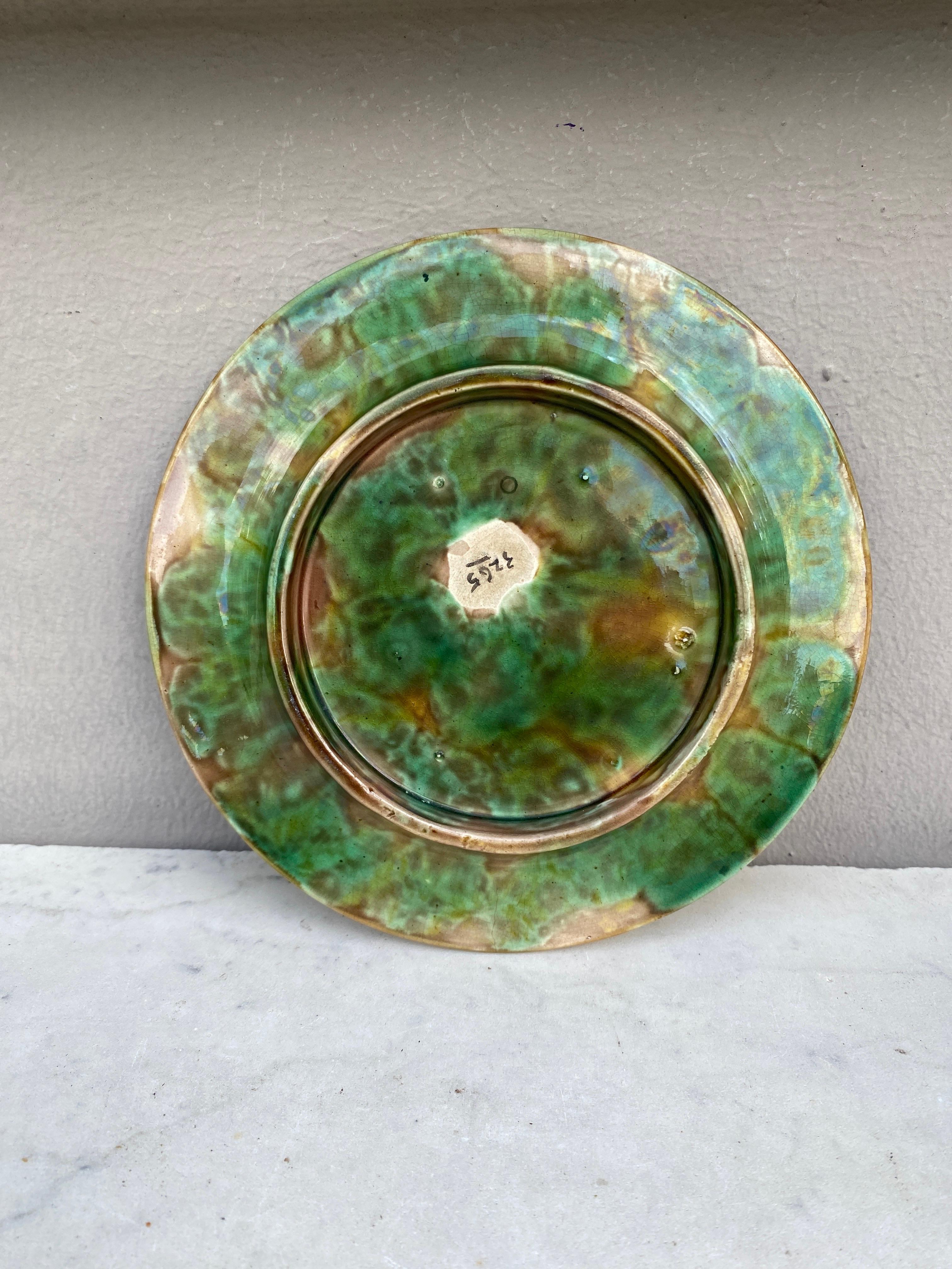English Small 19th Century Majolica Leaves Plate George Jones For Sale