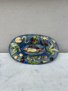 Small 19th Century Majolica Palissy Fish Wall Platter