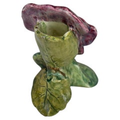 Kleine Majolika-Vase mit Stiefmütterchen aus dem 19. Jahrhundert, Delphin Massier
