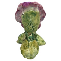 Small 19th Century Majolica Pansy Vase Delphin Massier