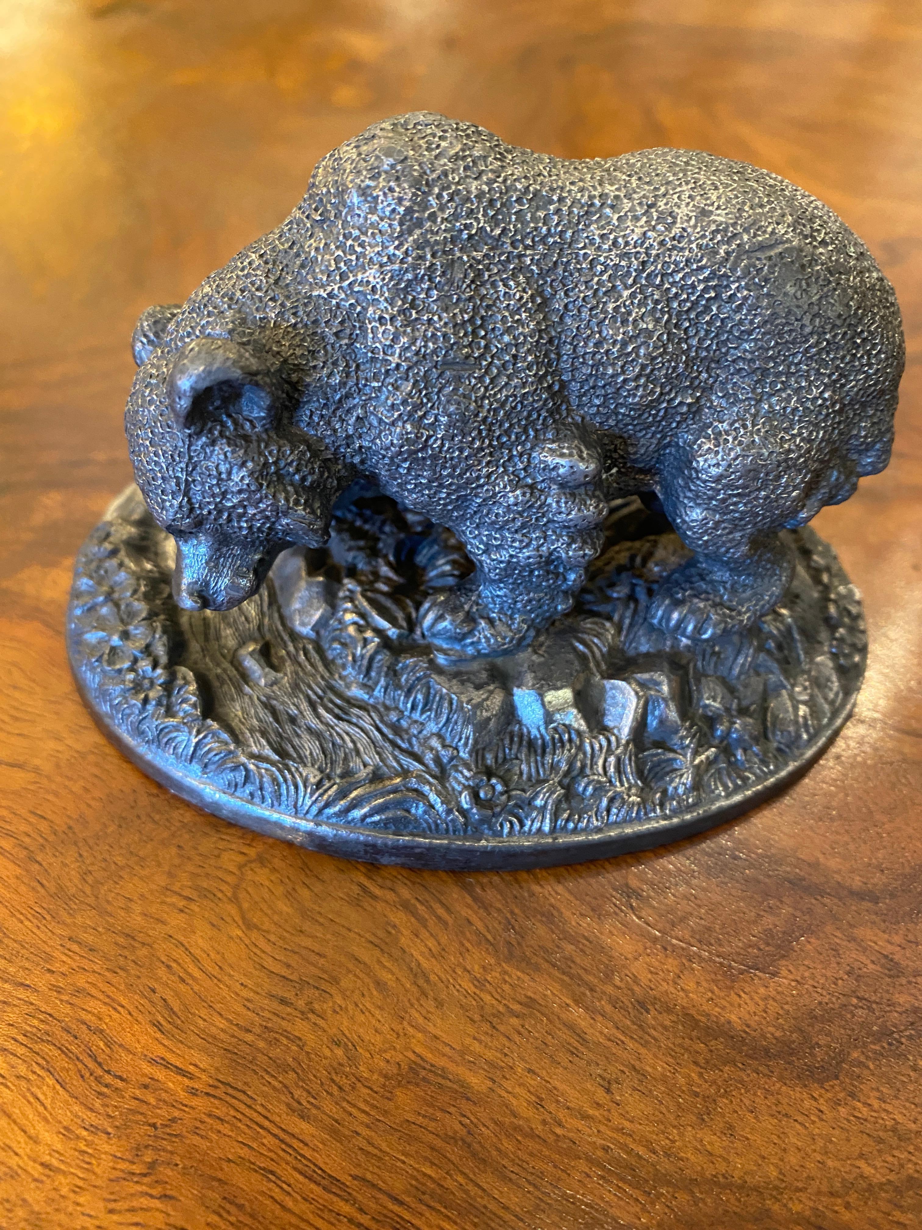 Small 19th Century Metal Bear Figurine In Good Condition In Middleburg, VA