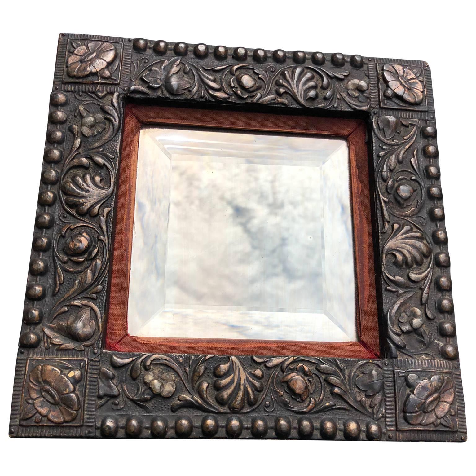 Baroque Small 19th Century Molded Metal-Framed Mirror