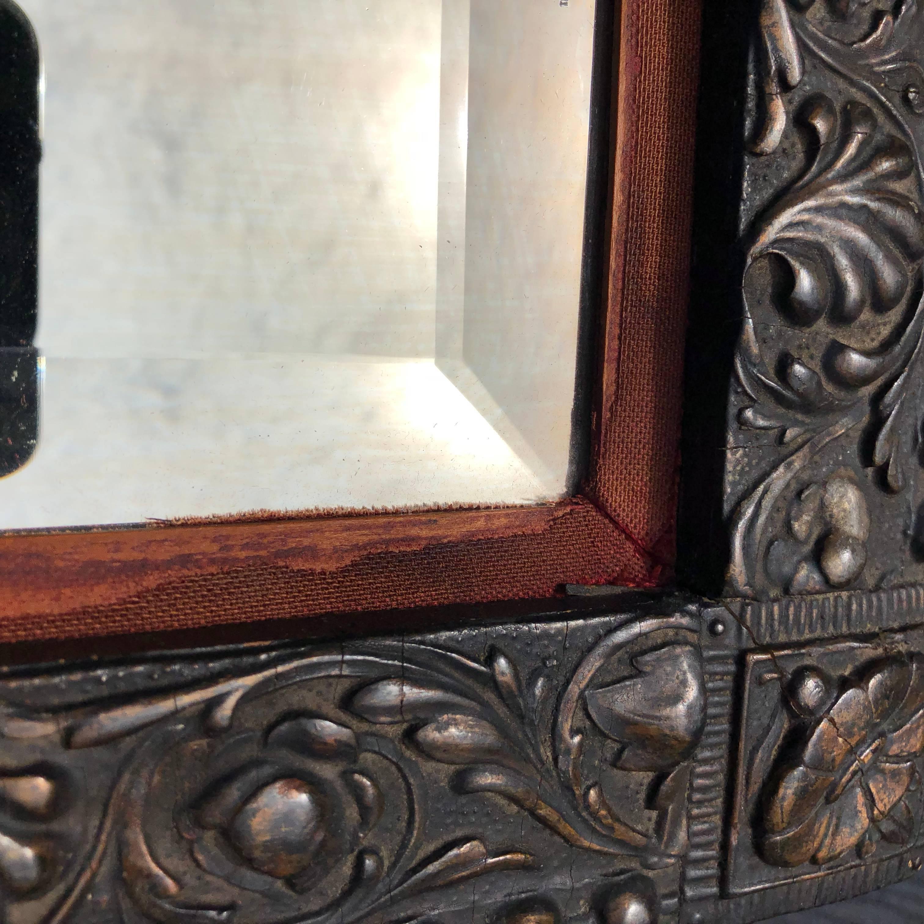Small 19th Century Molded Metal-Framed Mirror In Good Condition In Haddonfield, NJ