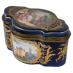 Petite boîte en porcelaine de Sèvres d'époque Napoléon III du XIXe siècle.