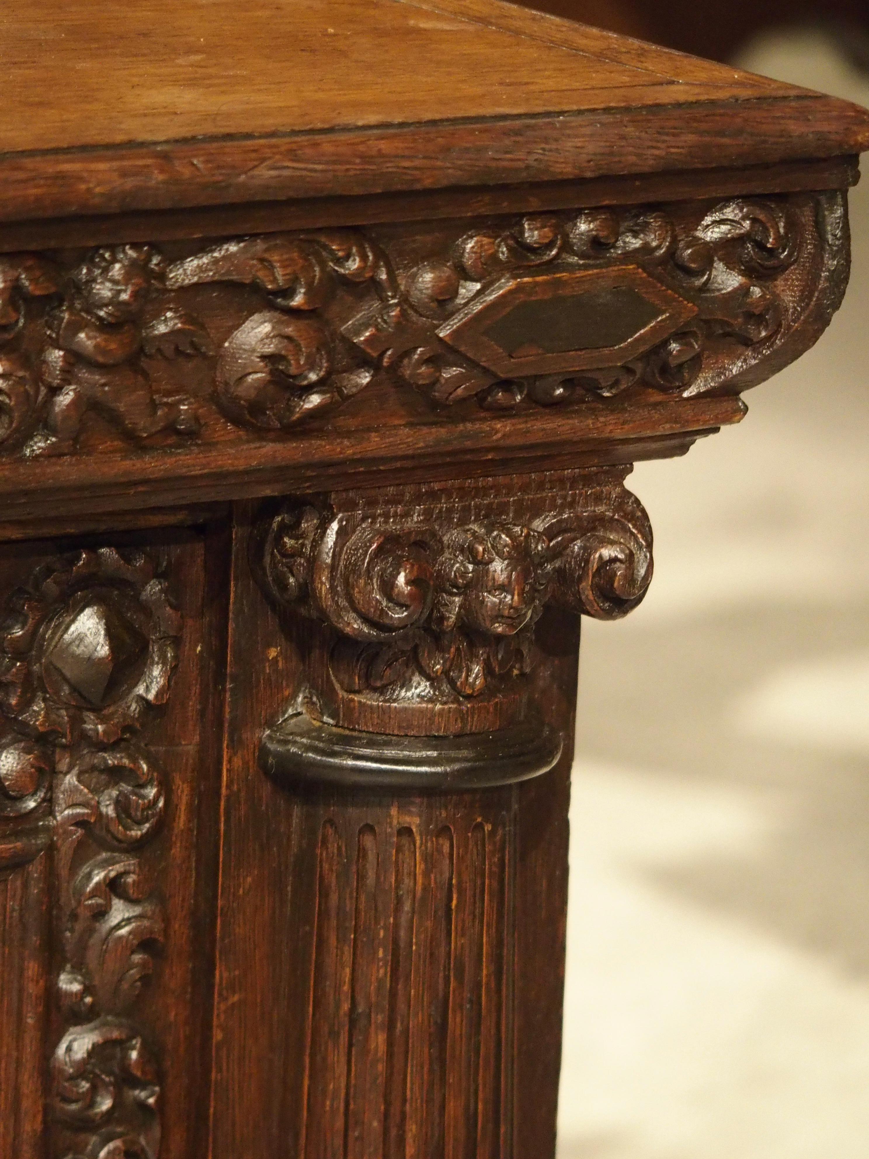 Small 19th Century Oak Carved Table Cabinet with Front Opening Door 4