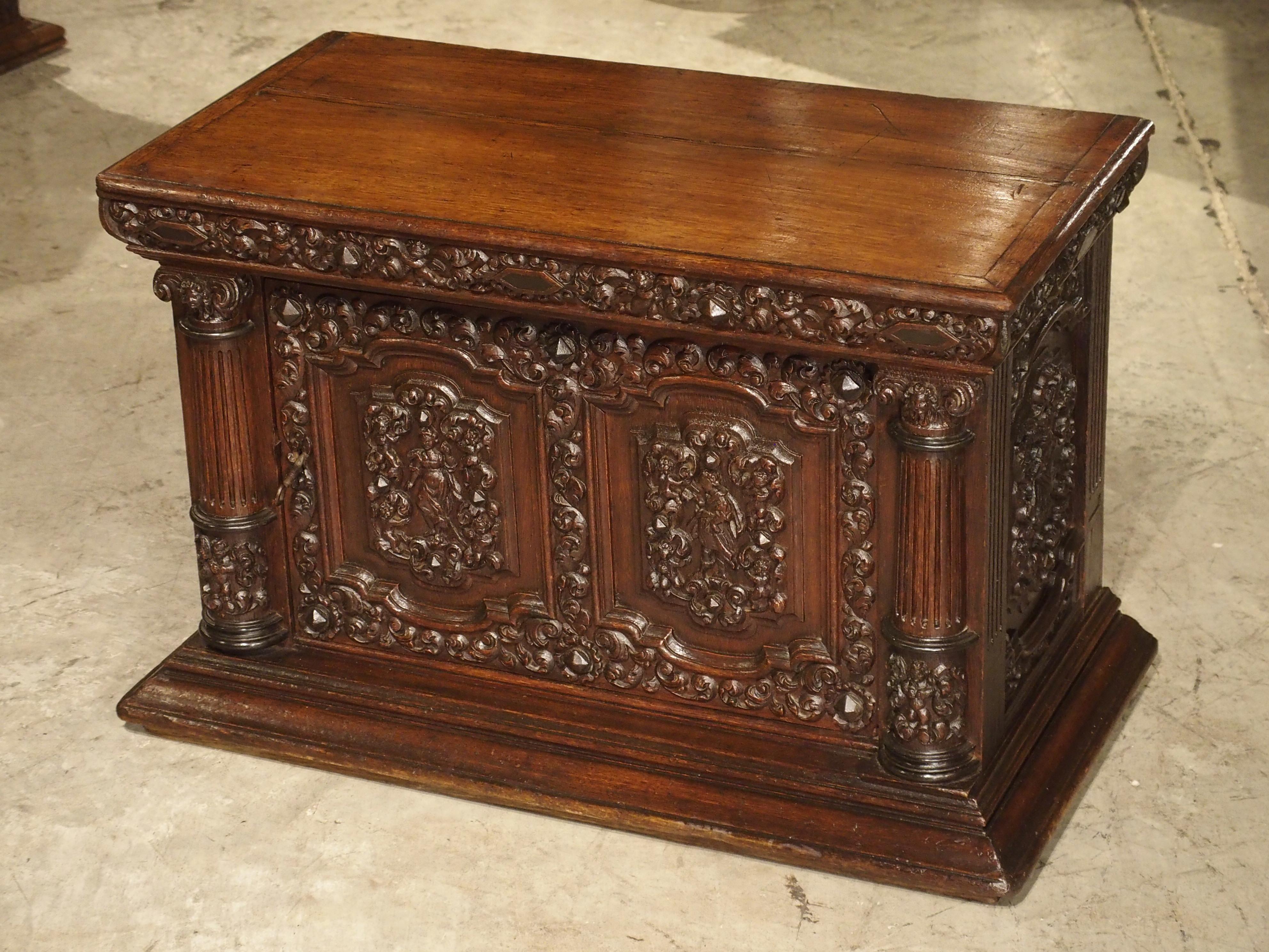Small 19th Century Oak Carved Table Cabinet with Front Opening Door 9