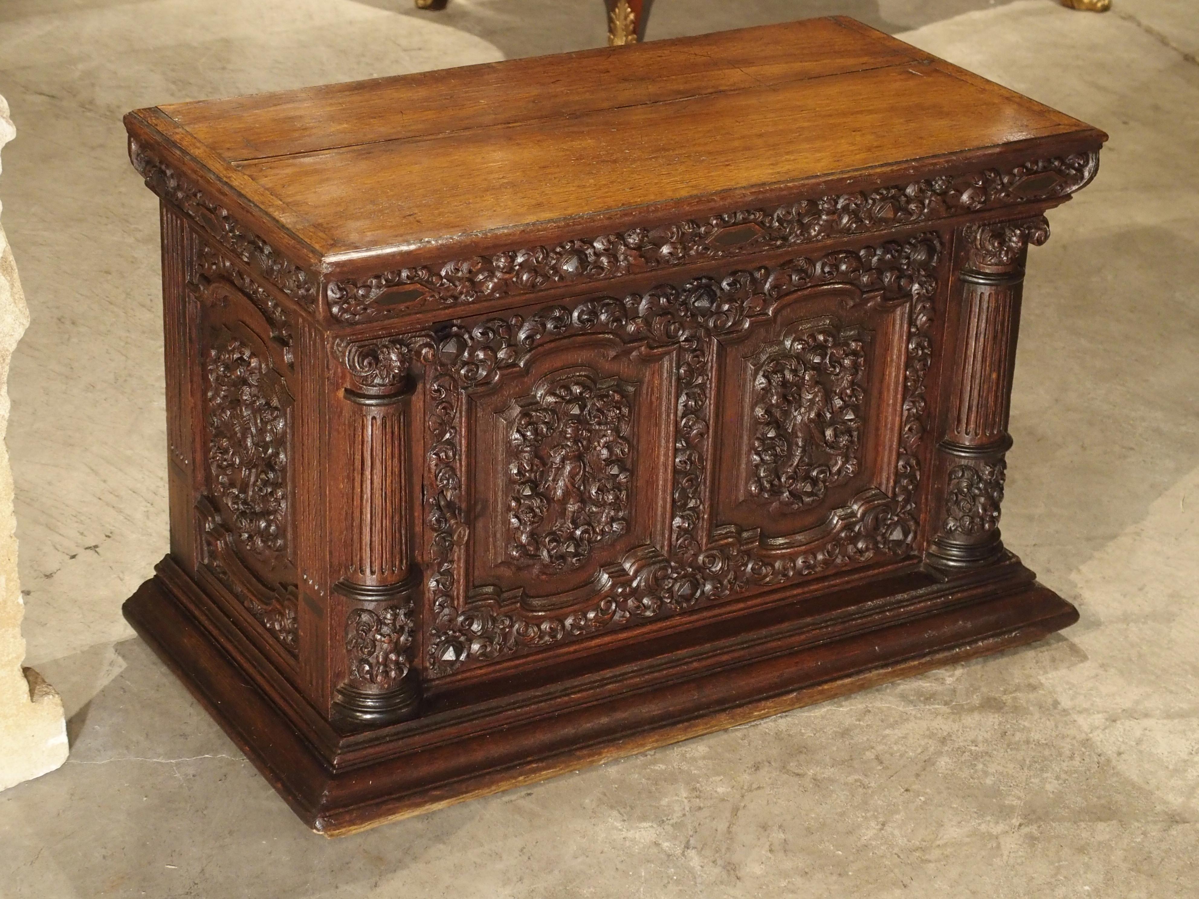 Small 19th Century Oak Carved Table Cabinet with Front Opening Door 11