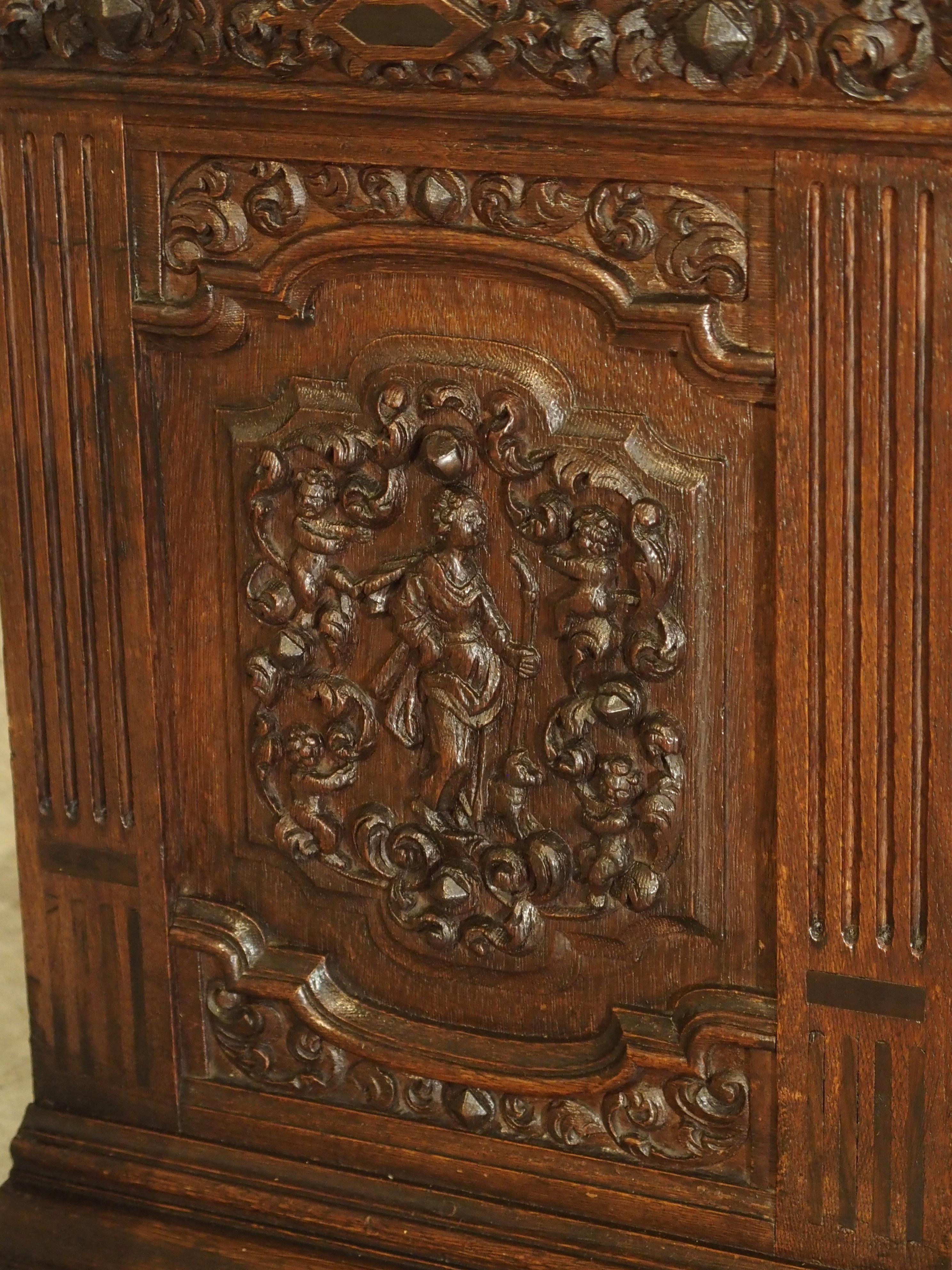 Small 19th Century Oak Carved Table Cabinet with Front Opening Door In Good Condition In Dallas, TX