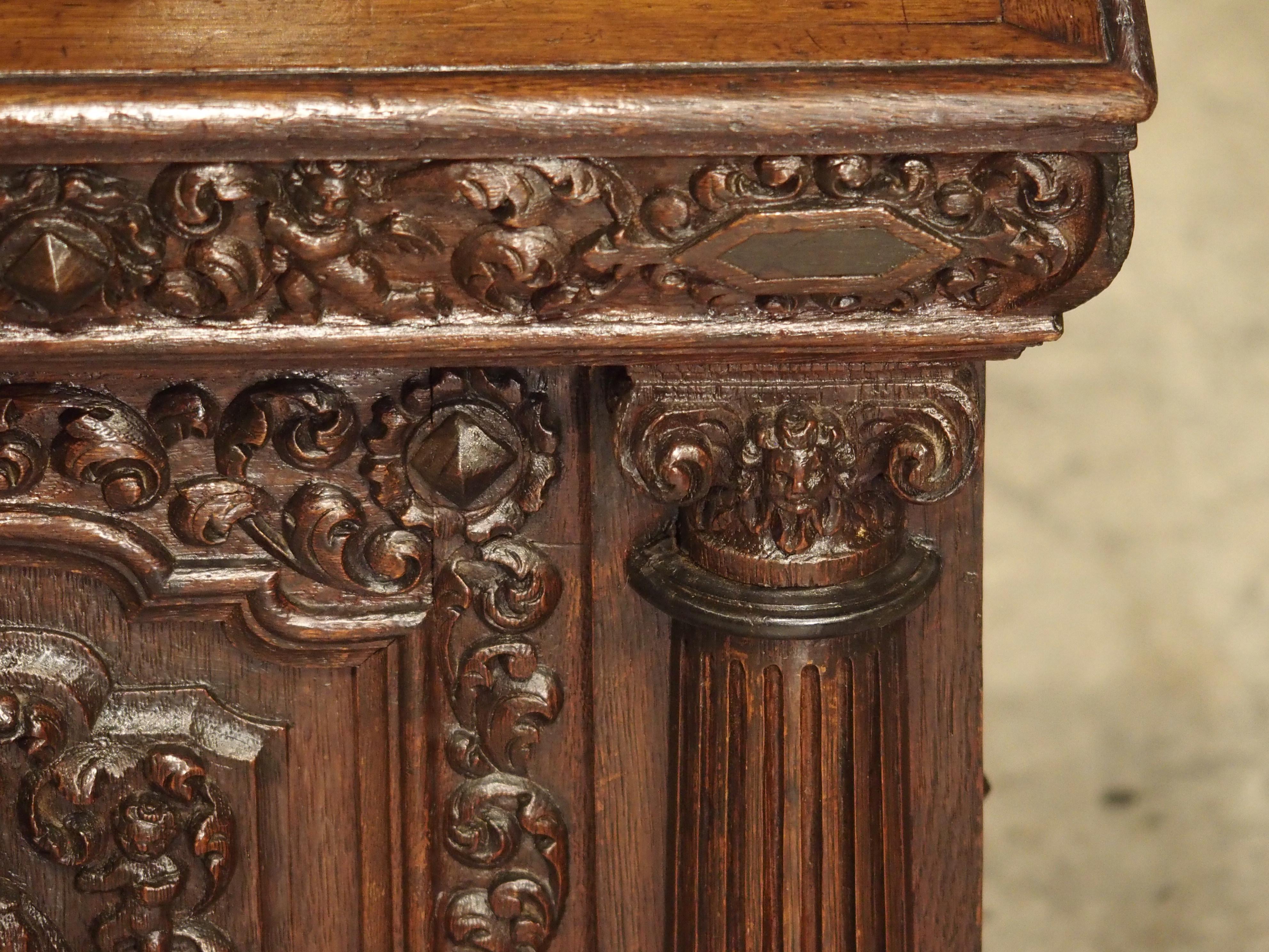 Small 19th Century Oak Carved Table Cabinet with Front Opening Door 2