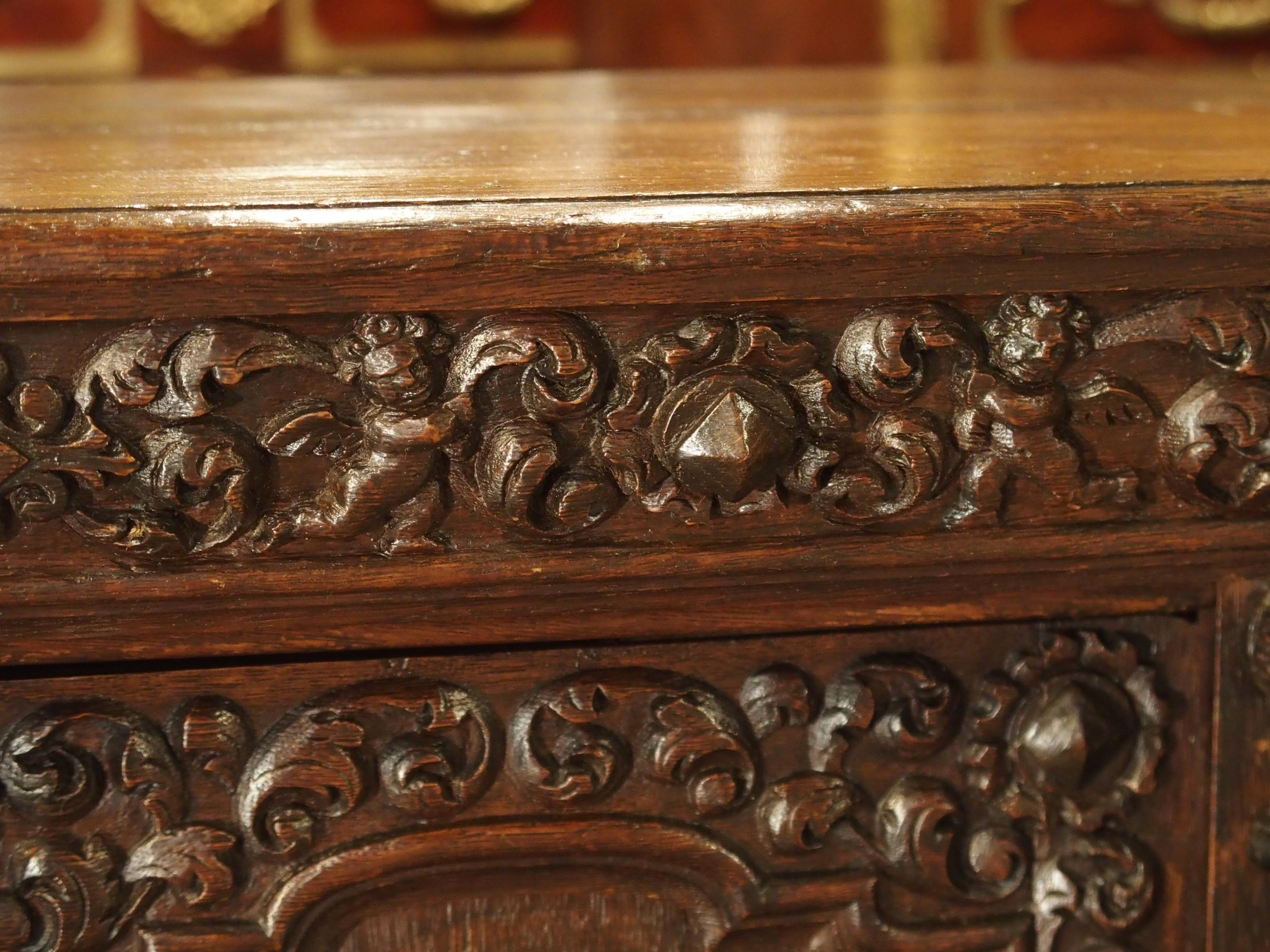 Small 19th Century Oak Carved Table Cabinet with Front Opening Door 3