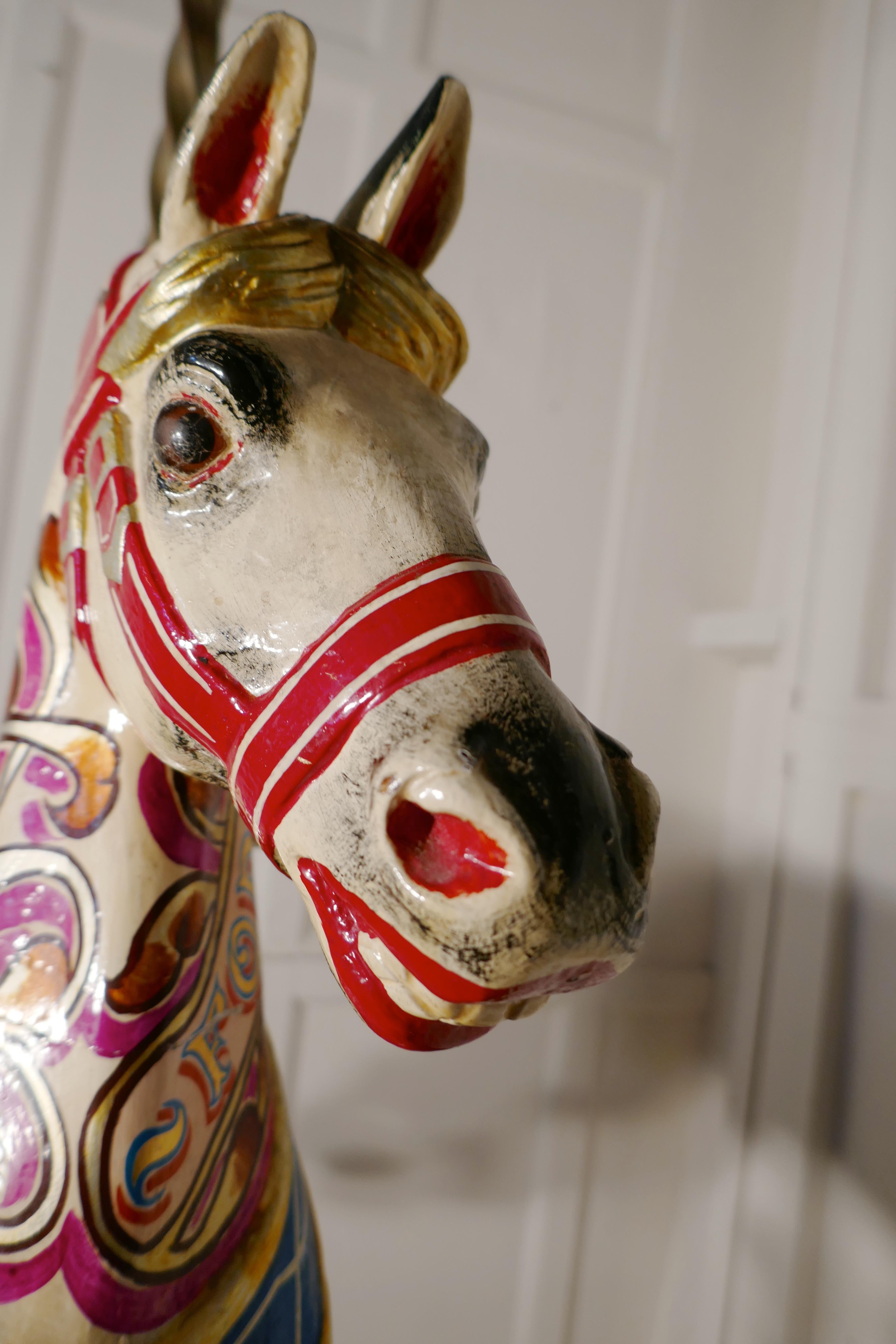 Folk Art Small 19th Century Painted Wooden Carousel Galloper or Fair Ground Horse