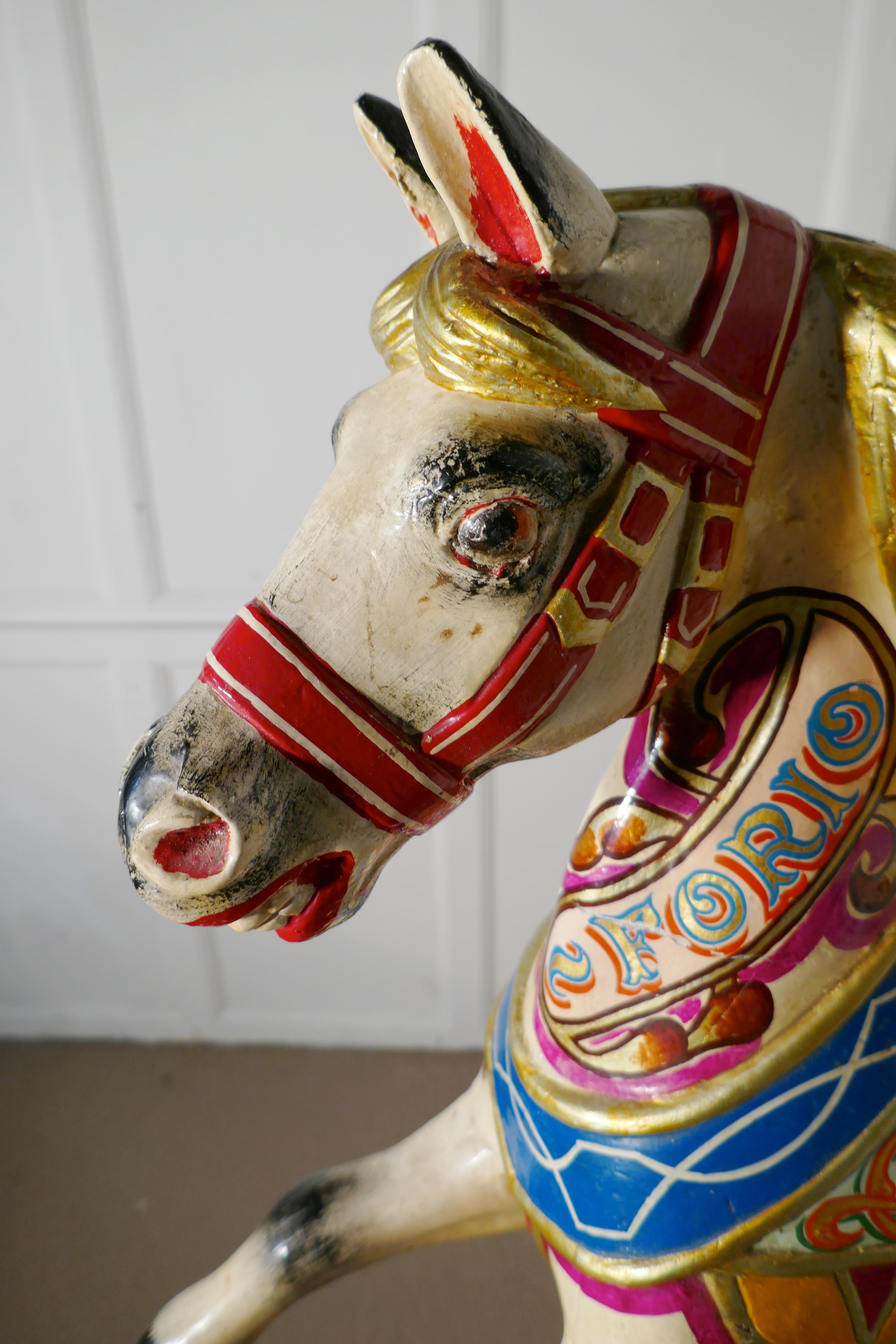 Small 19th Century Painted Wooden Carousel Galloper or Fair Ground Horse In Good Condition In Chillerton, Isle of Wight