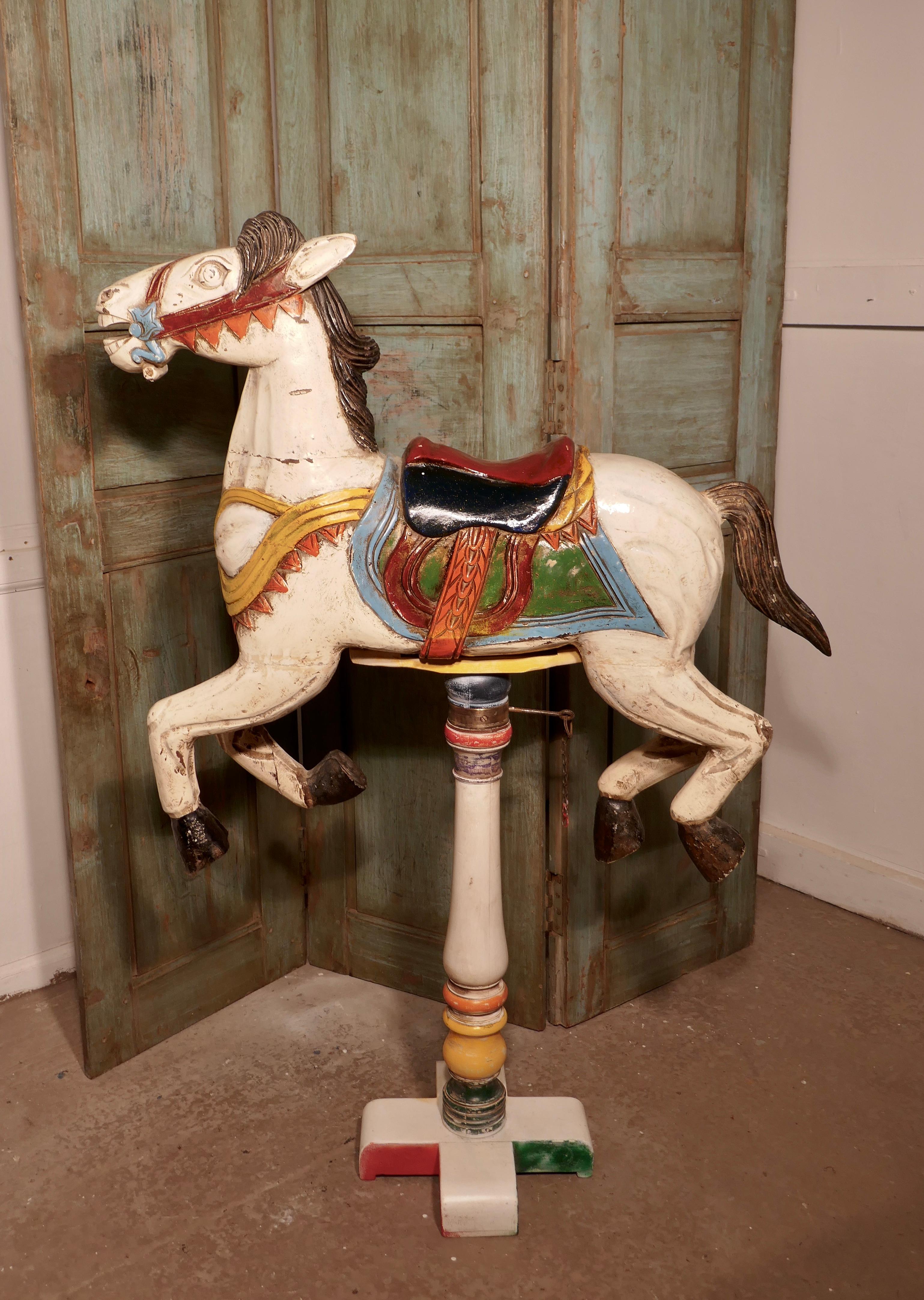 Folk Art Small 19th Century painted Wooden Carousel Galloper or Fair Ground Horse