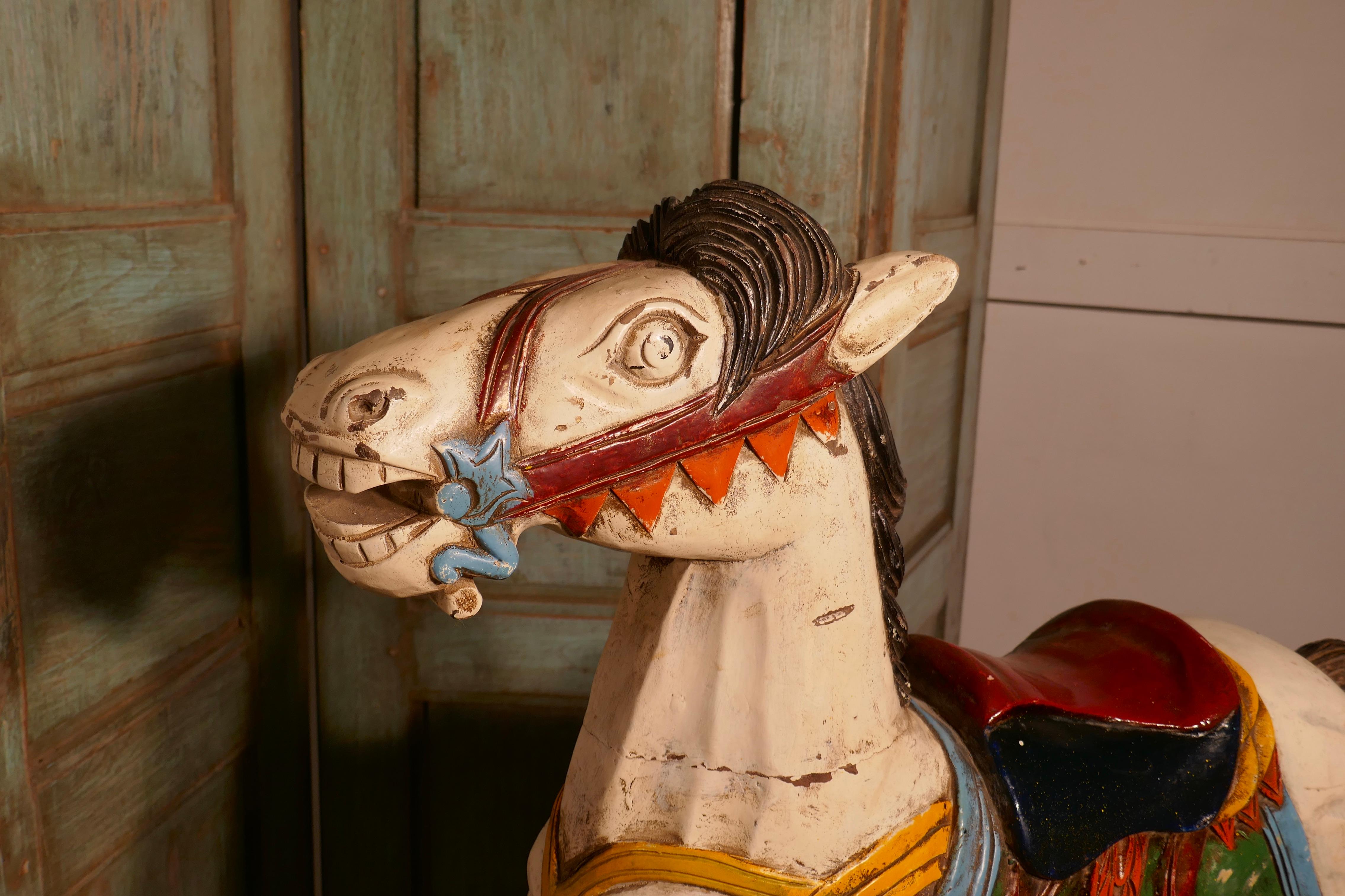 Small 19th Century painted Wooden Carousel Galloper or Fair Ground Horse In Fair Condition In Chillerton, Isle of Wight