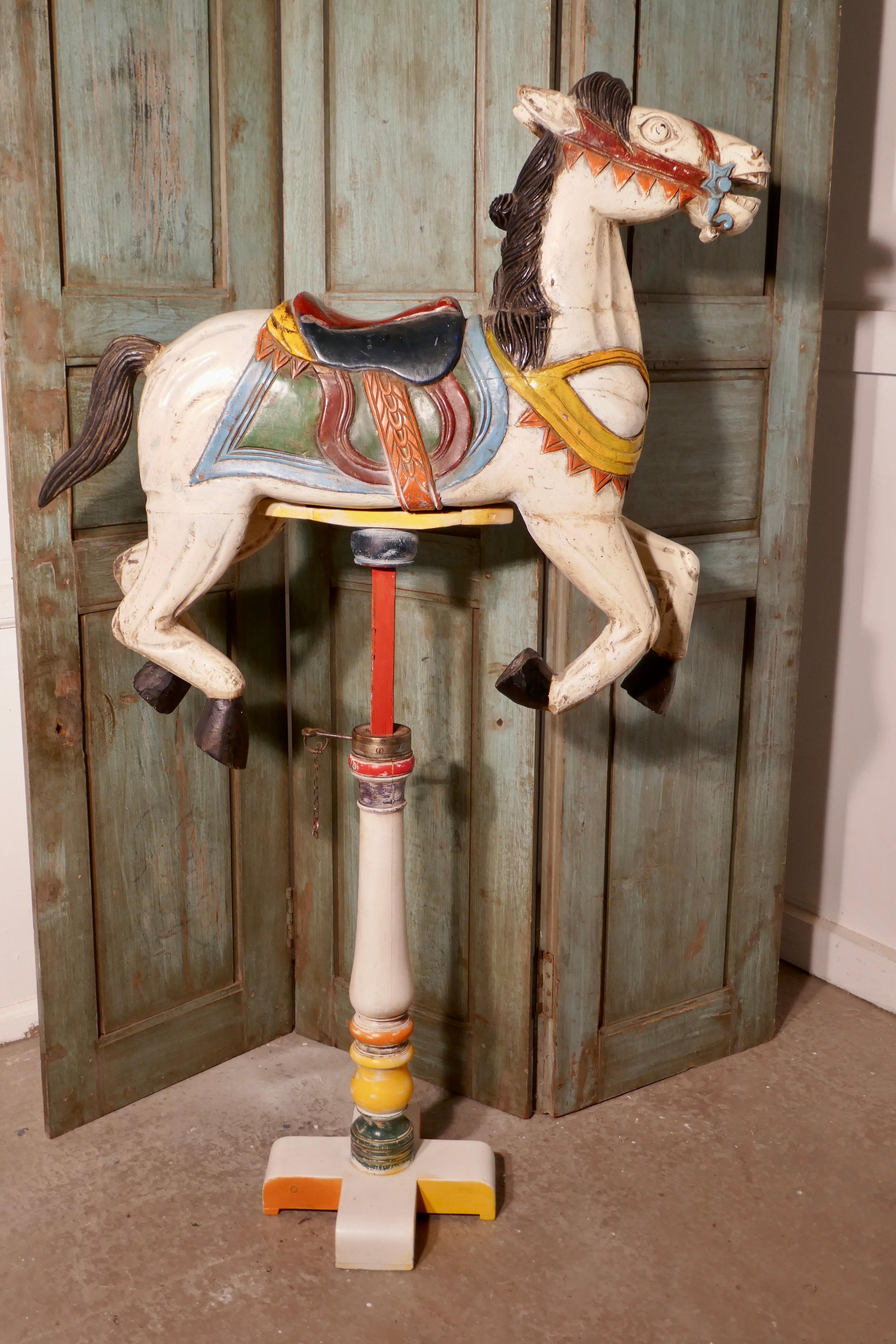 Small 19th Century painted Wooden Carousel Galloper or Fair Ground Horse 1