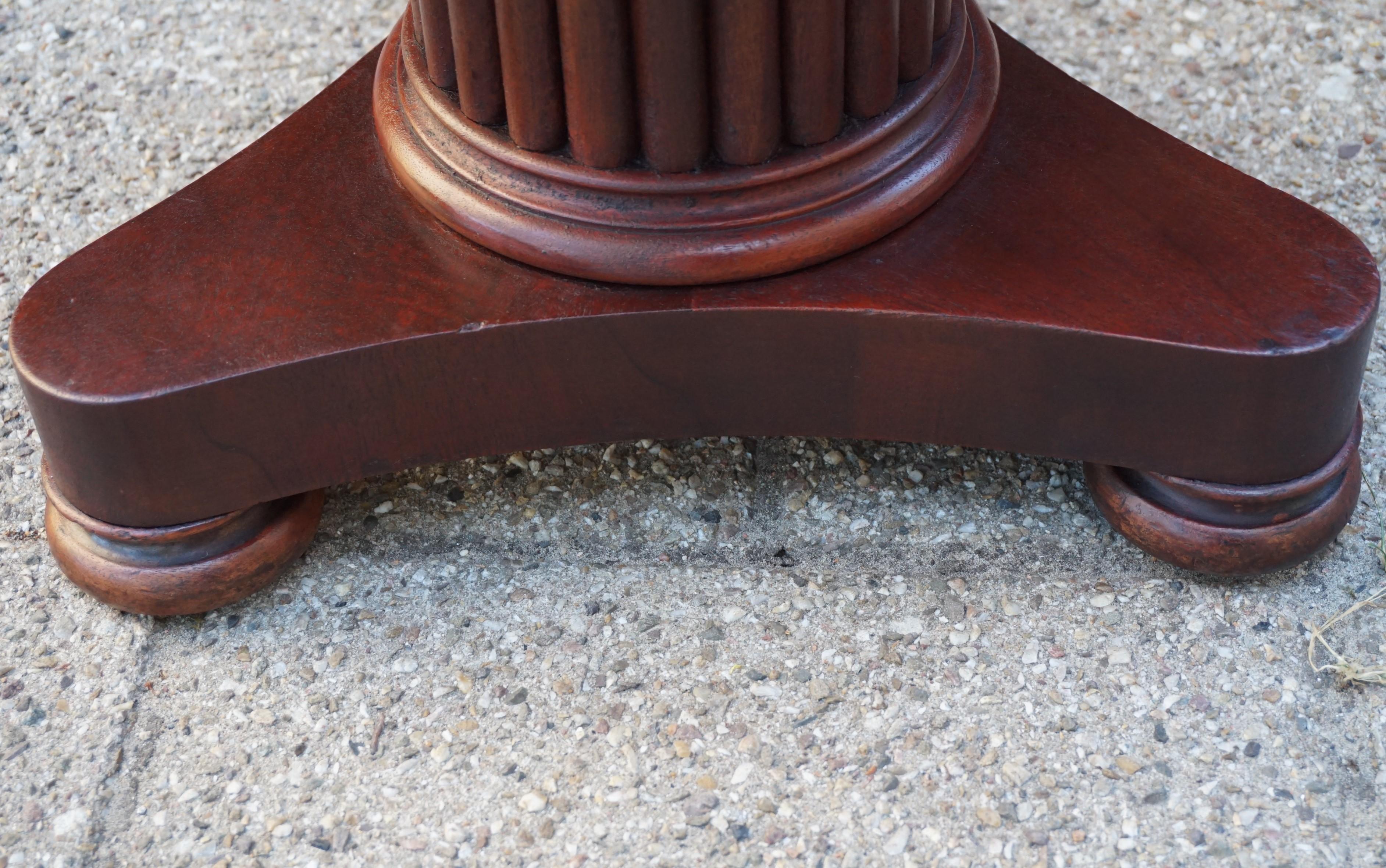 European Stunning 19th Century Solid Mahogany Round End Table / Wine Table / Plant Stand