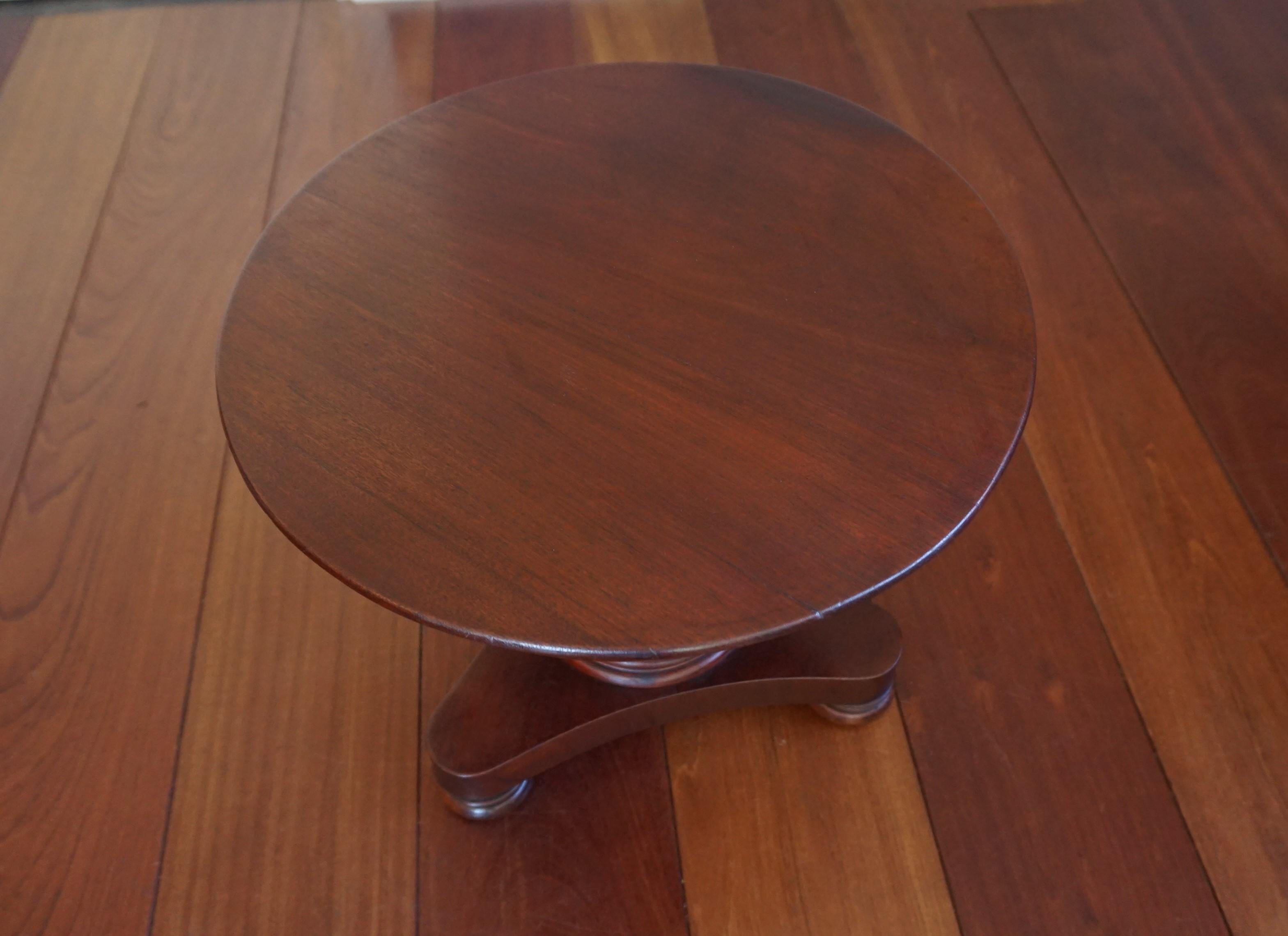 Hand-Crafted Stunning 19th Century Solid Mahogany Round End Table / Wine Table / Plant Stand