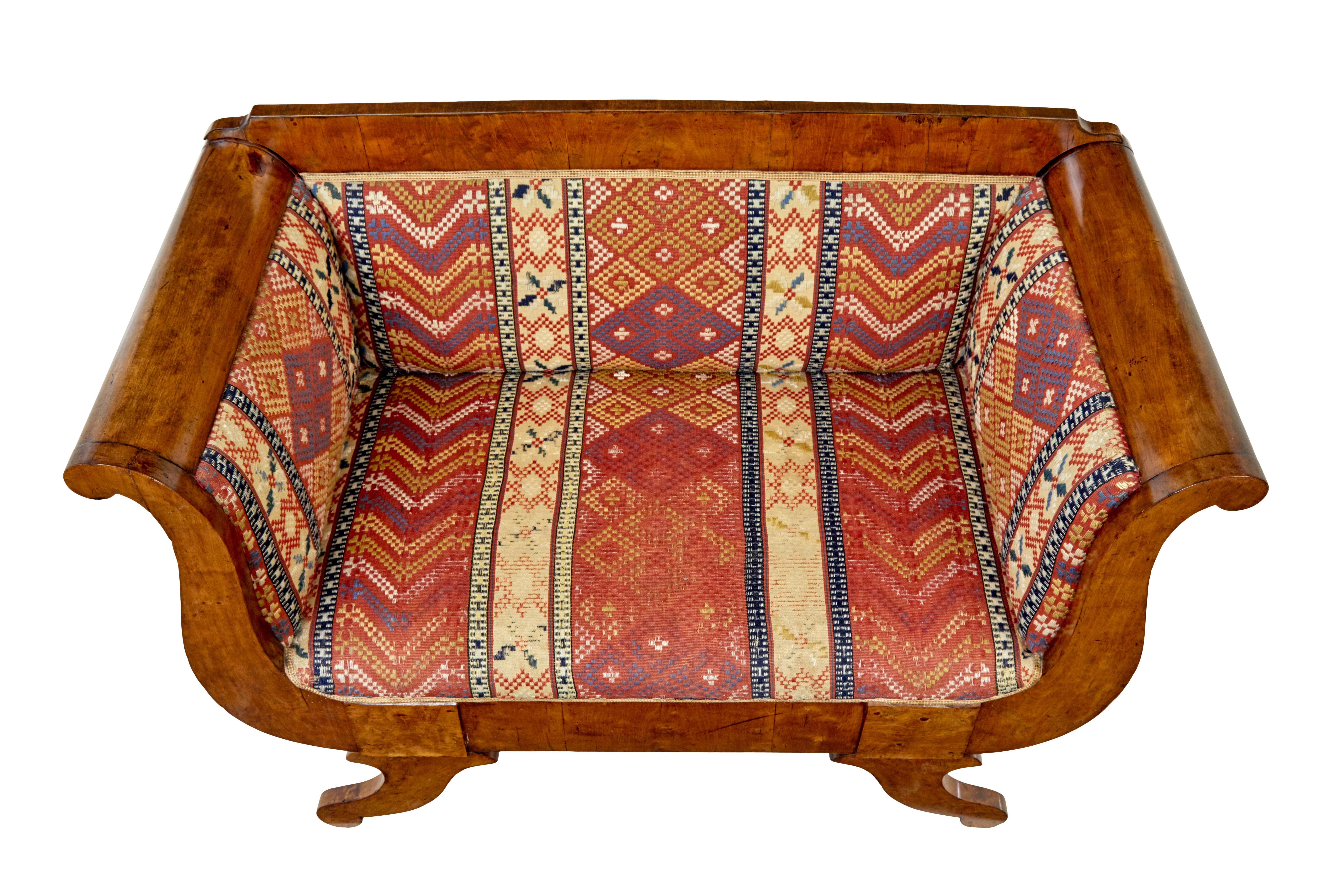 Empire Small 19th century Swedish empire birch sofa For Sale