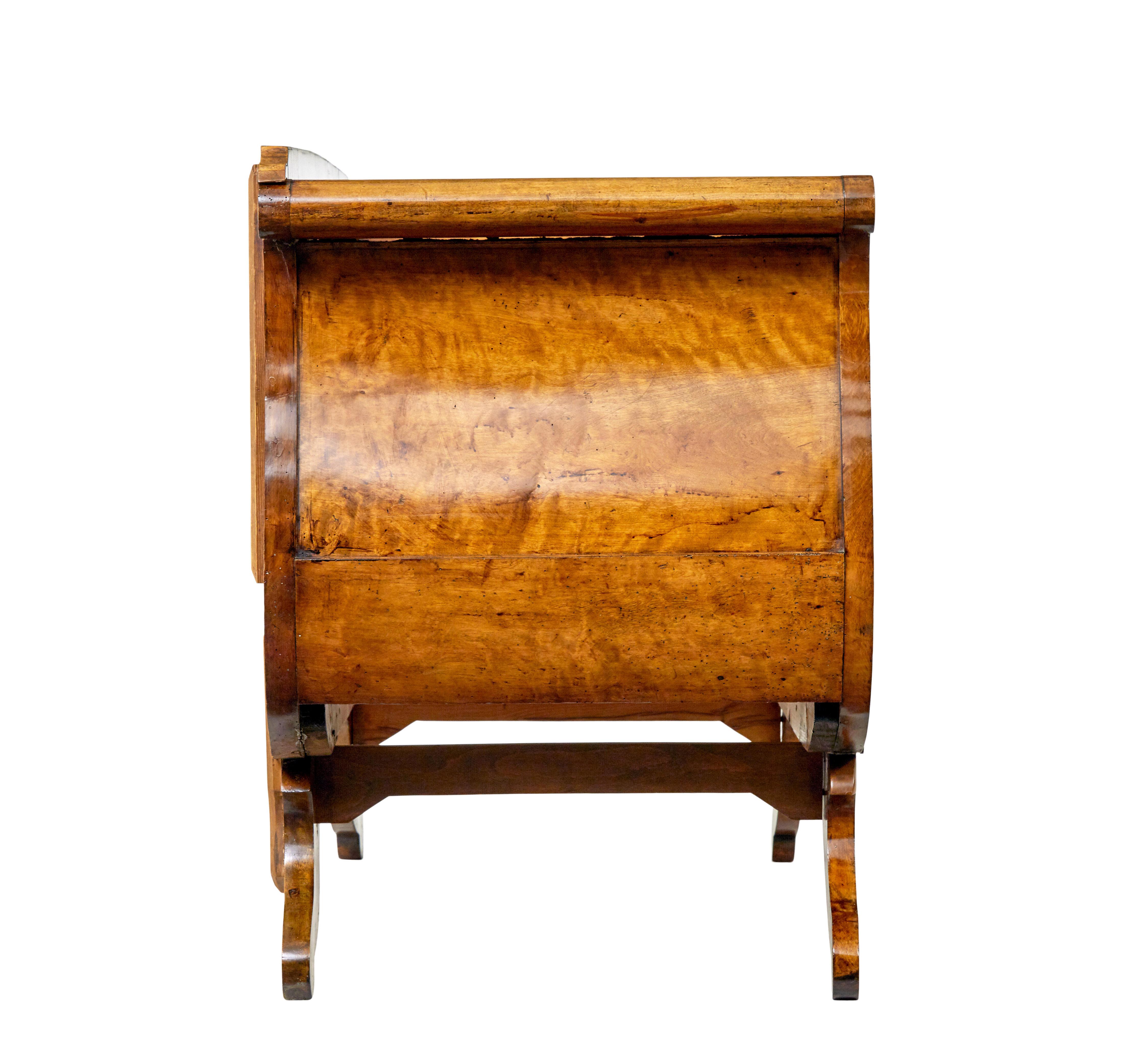Fabric Small 19th century Swedish empire birch sofa For Sale