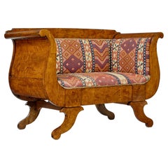 Antique Small 19th century Swedish empire birch sofa