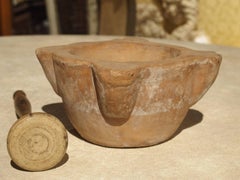 Small 19th Century Terracotta Mortar and Pestle from France