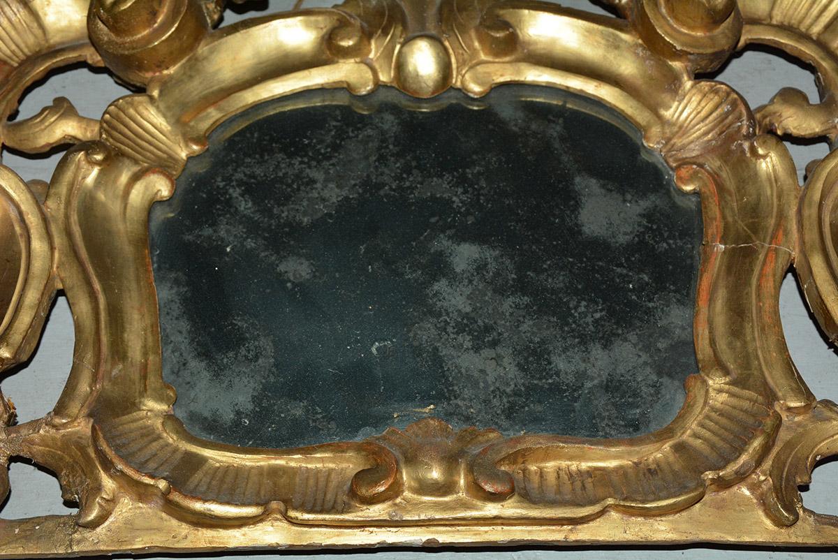 Rococo Small 19th Century Venetian Giltwood over Mantel Mirror