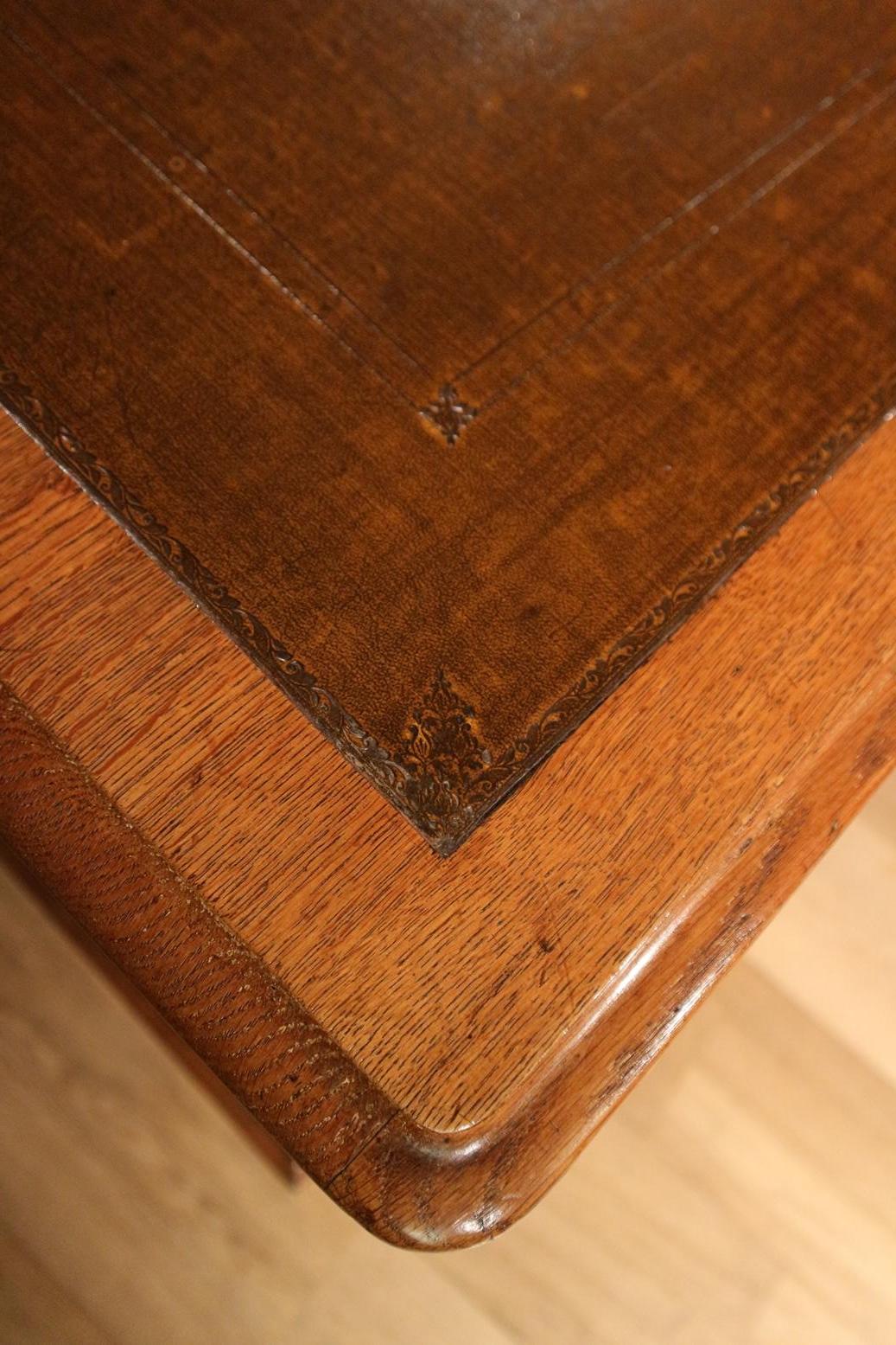English Small 19th Century Victorian Oak Desk