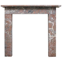 Antique Small 19th Century Victorian Rouge Marble Fireplace Surround