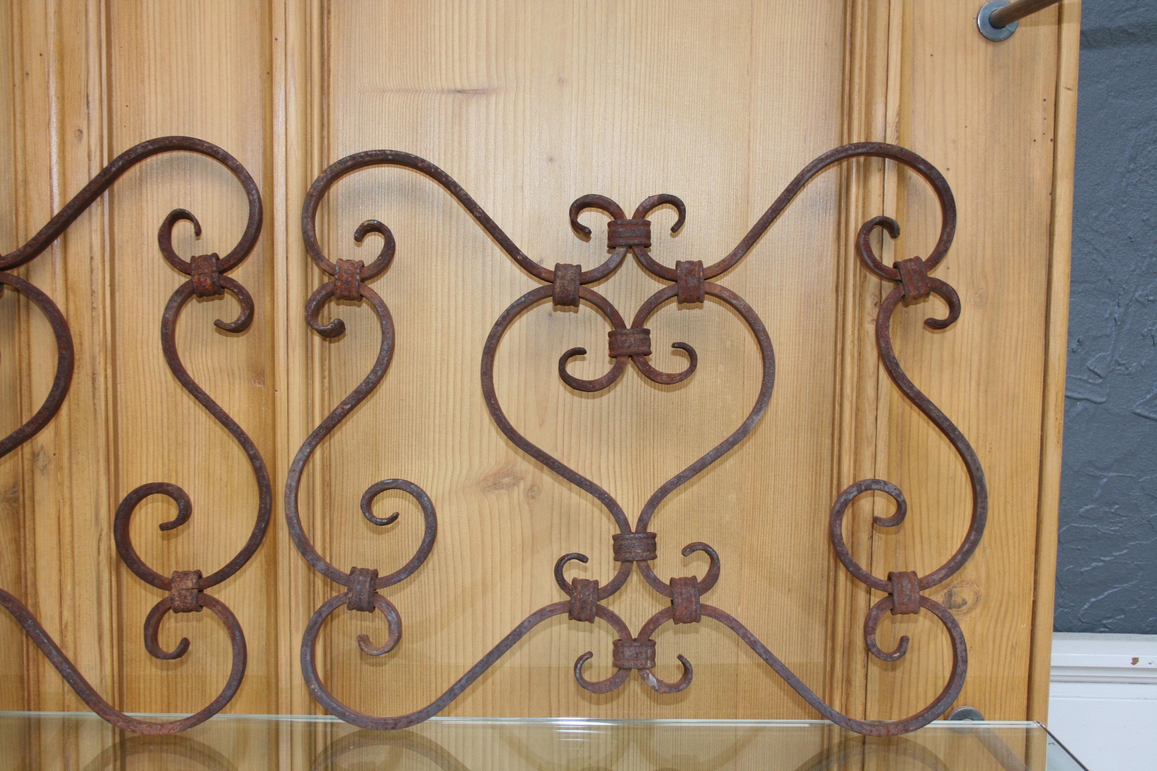 Small 19th Century Wrought Iron Window Grills or Grates, Set of 5 3