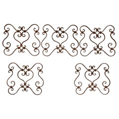 Antique Small 19th Century Wrought Iron Window Grills or Grates, Set of 5