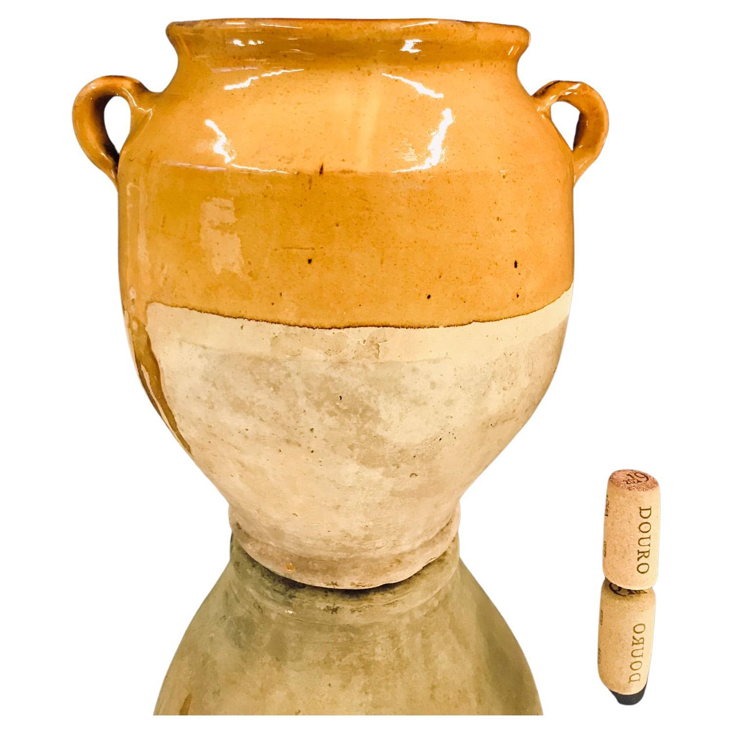 Petit pot à confiture en céramique française émaillée jaune du 19ème siècle n° 2
