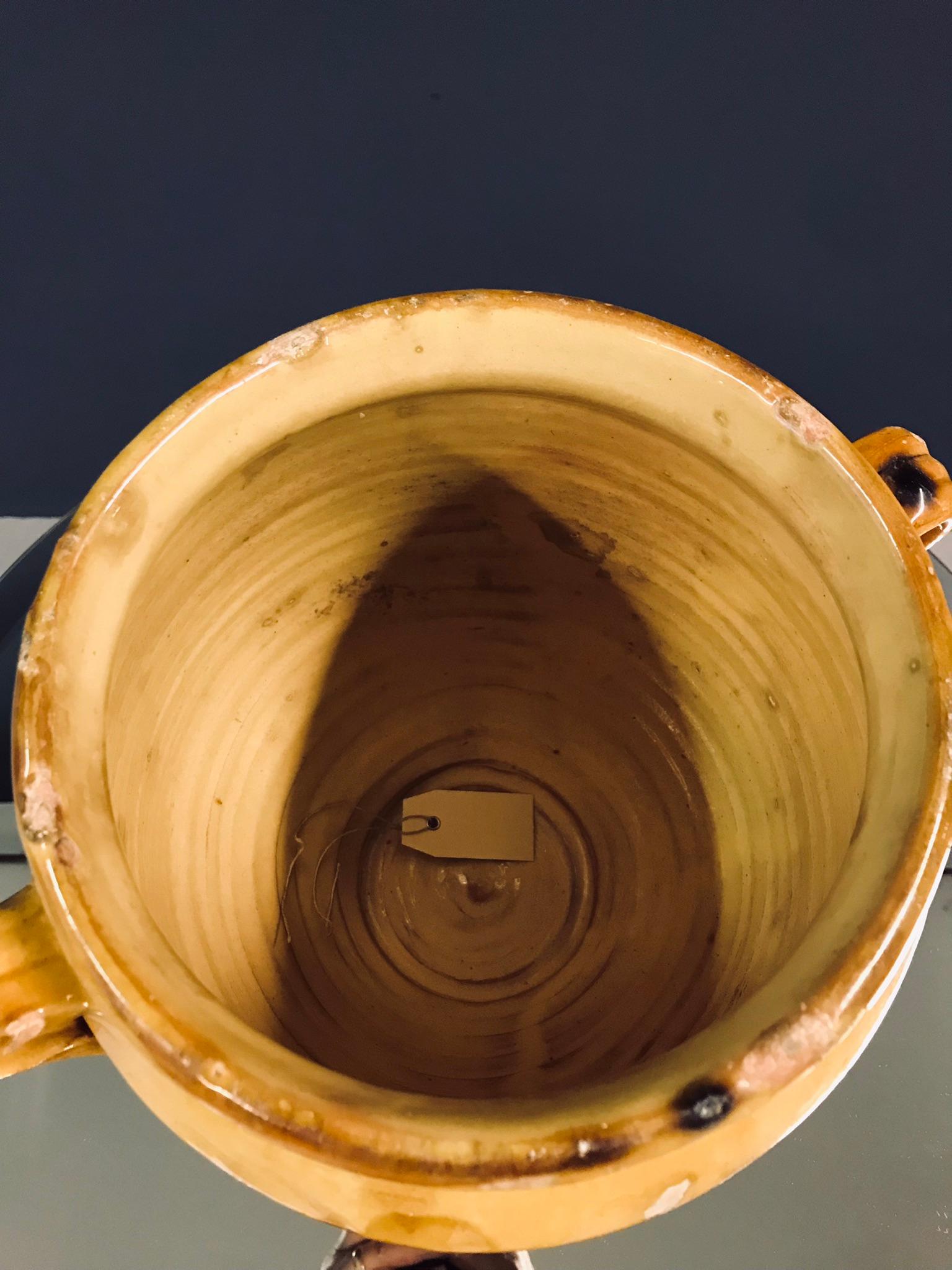 XIXe siècle Petit pot à confiture en céramique française émaillée jaune du 19ème siècle n° 3 en vente
